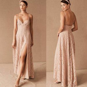 Fame & Partners V-Neck Lace Maxi Dress Formal Gown